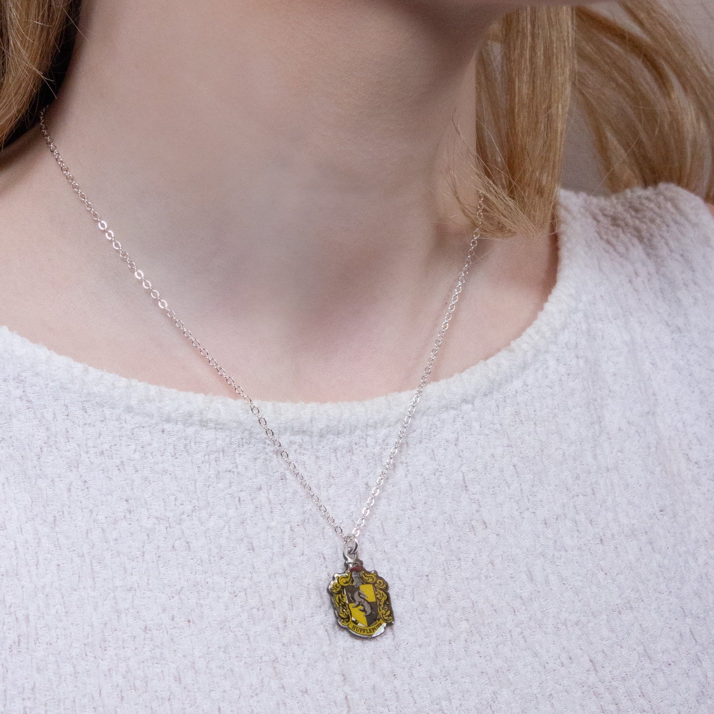 Harry Potter Hufflepuff Crest Slider Necklace - Yellow