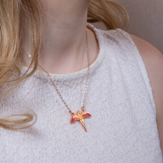 Harry Potter Rose Gold Plated Fawkes Necklace - Rose Gold