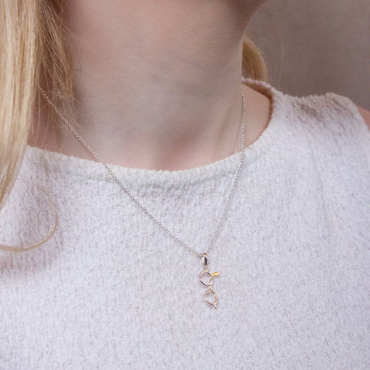Harry Potter Glasses and Lightning Bolt Scar Glasses Necklace - Sterling Silver