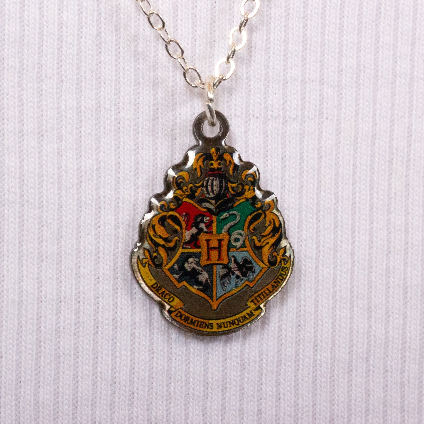 Harry Potter  Hogwarts Crest Necklace - Silver