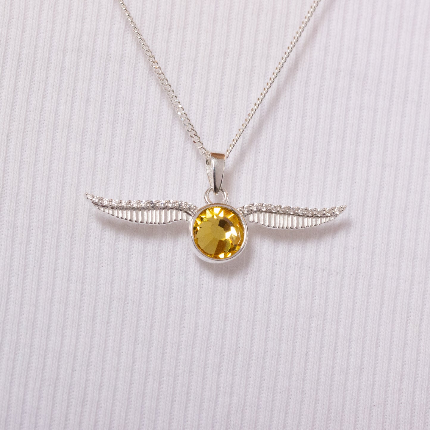 Harry Potter Golden Snitch Necklace Embellished with Crystals - Sterling Silver
