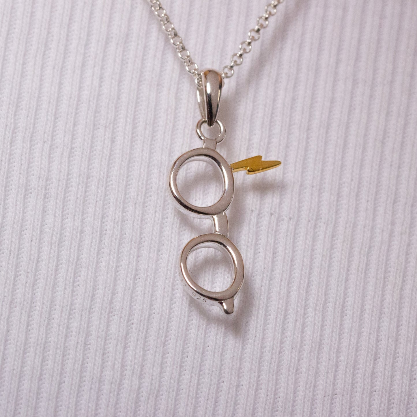 Harry Potter Glasses and Lightning Bolt Scar Glasses Necklace - Sterling Silver