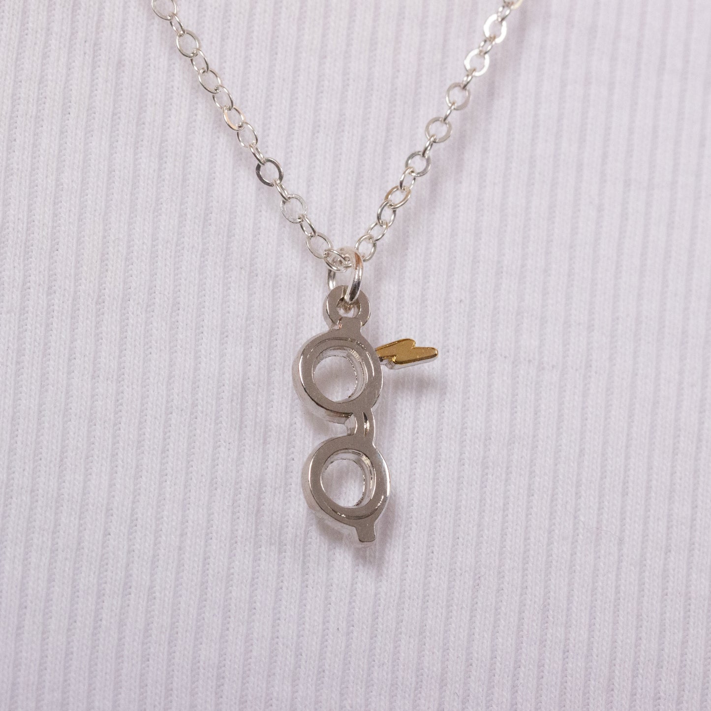 Harry Potter  Lightning Bolt & Glasses Necklace - Silver