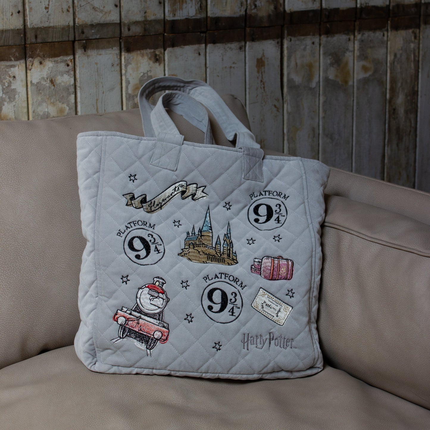 Harry Potter Platform 9 3/4 Embroidered Velvet Tote Bag