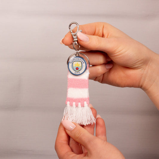 Manchester City Football Club Pink Scarf and Logo Charm Backpack Hanger