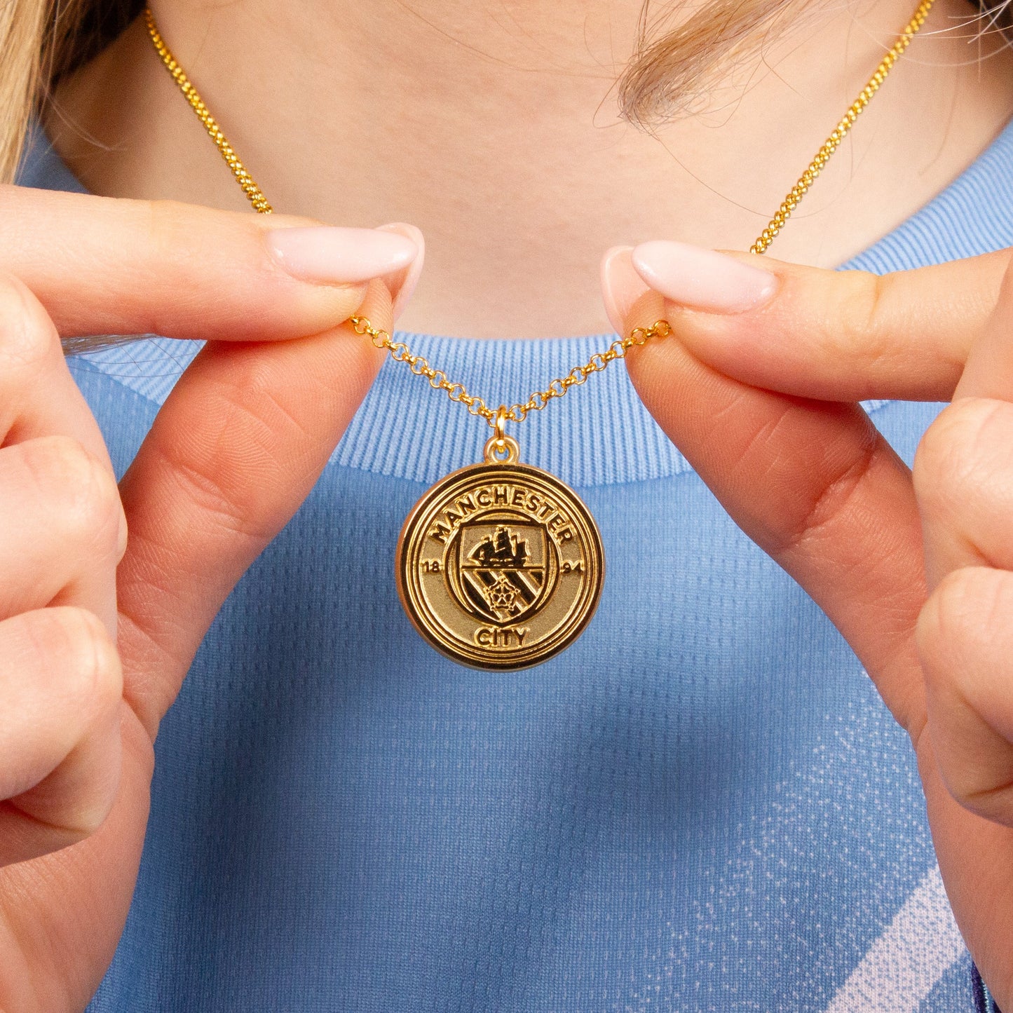 Manchester City Football Club Gold Tone Crest Necklace