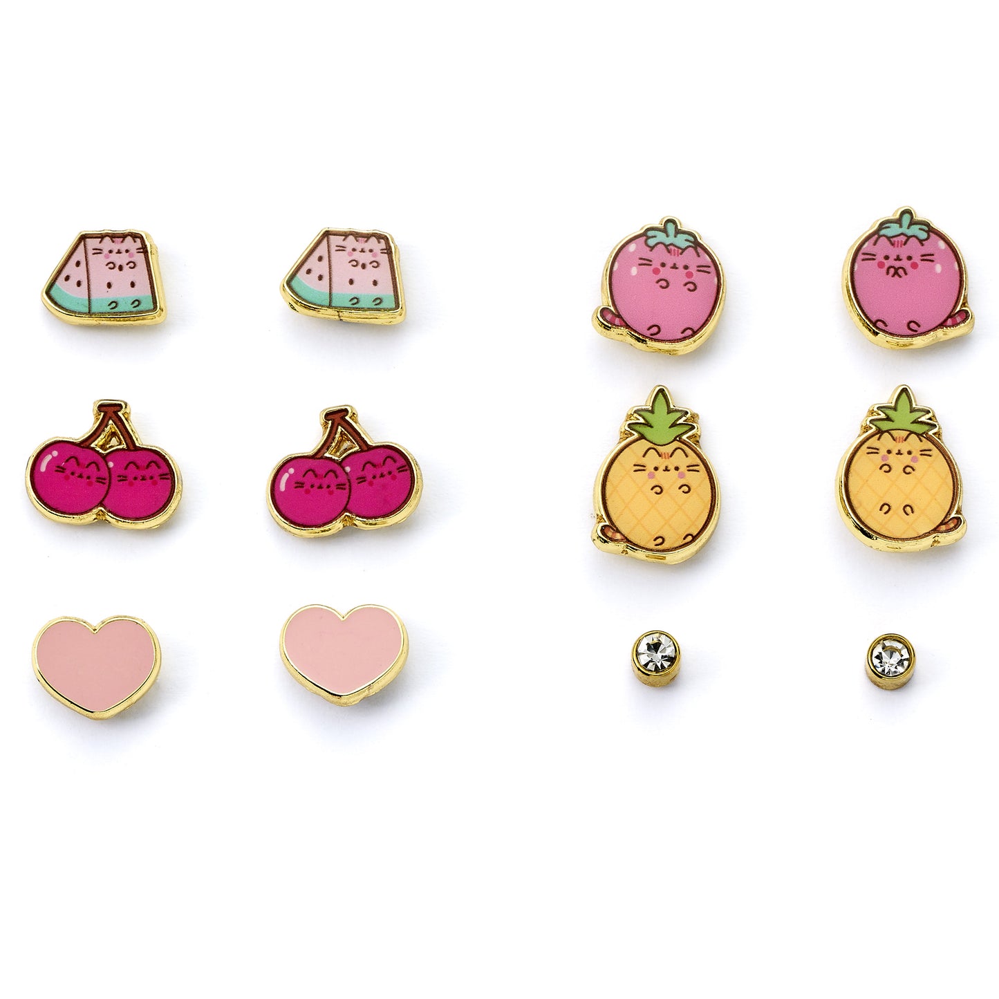 Pusheen The Cat Fruits Themed Stud Earring Set - Multicoloured