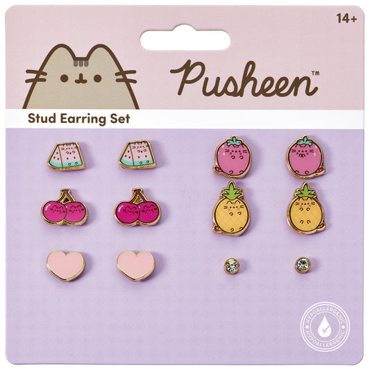 Pusheen The Cat Fruits Themed Stud Earring Set - Multicoloured