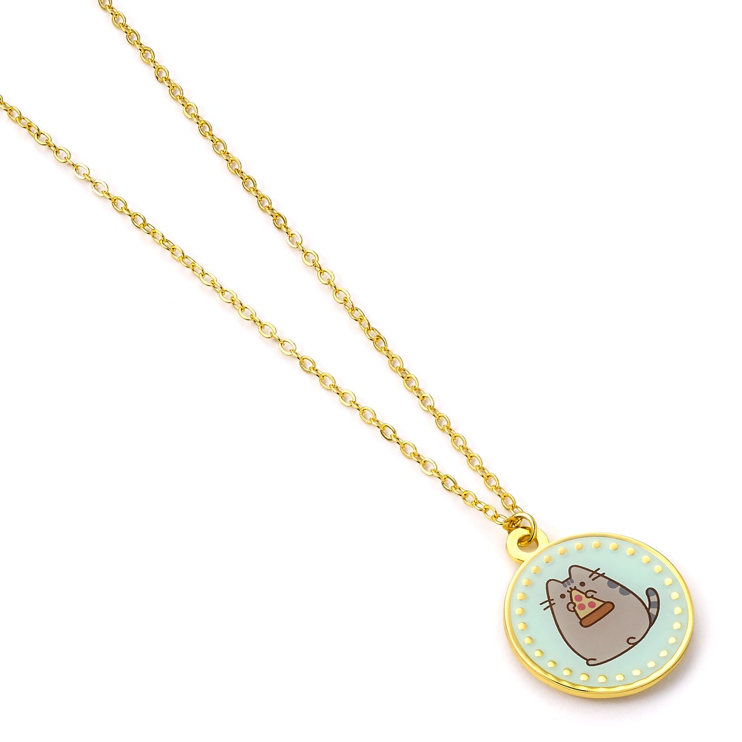 Pusheen the Cat Blue Pizza Necklace