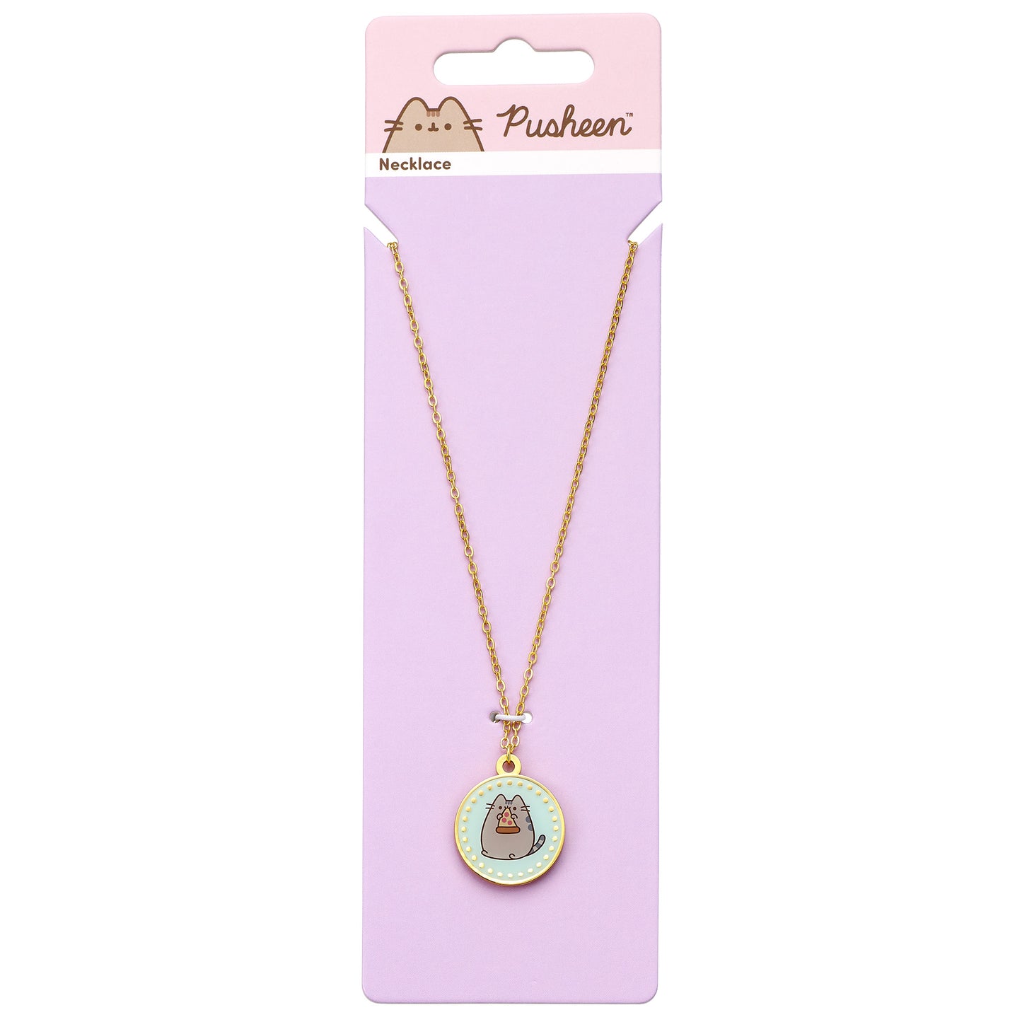 Pusheen the Cat Blue Pizza Necklace