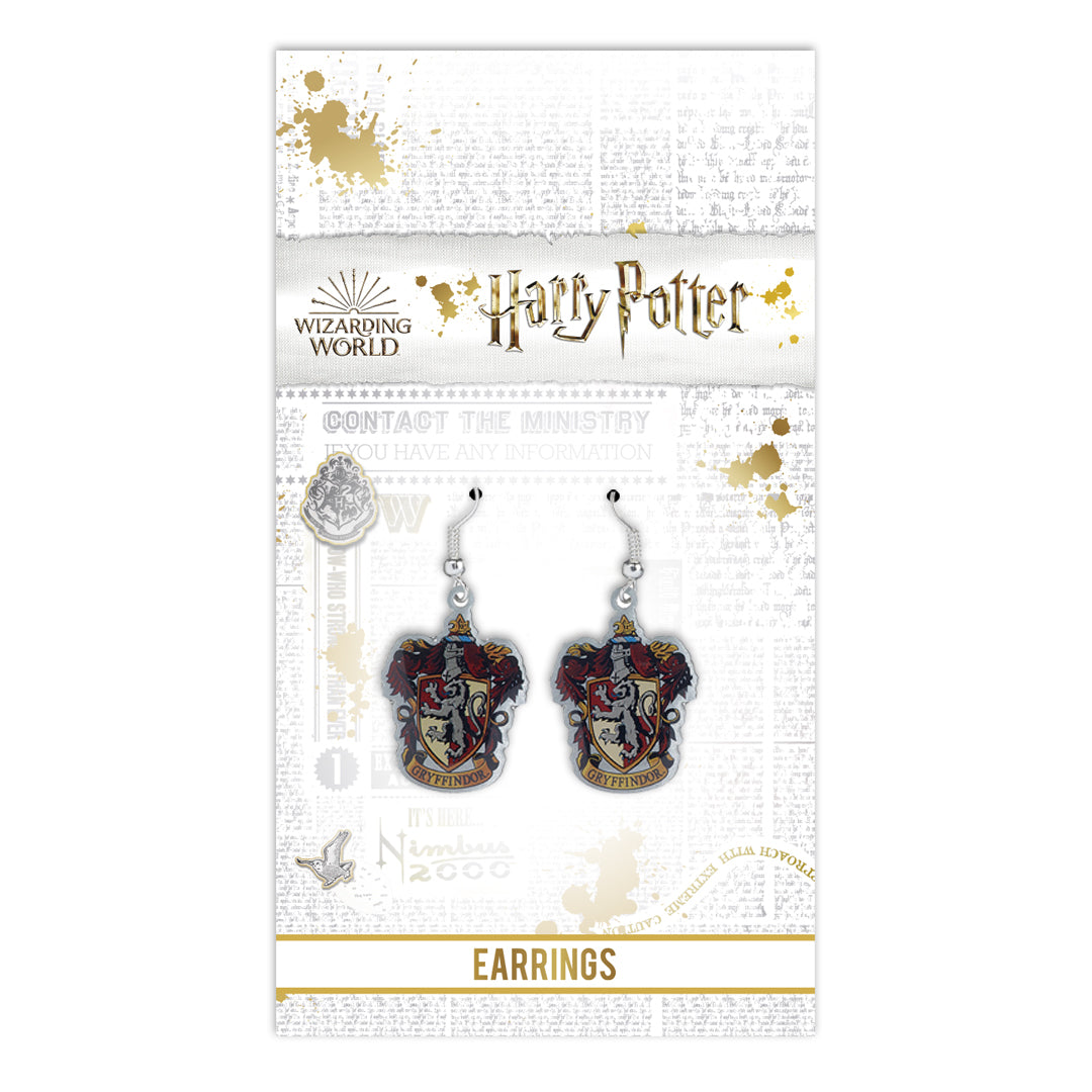 Harry Potter  Gryffindor Crest Drop Earrings - Silver