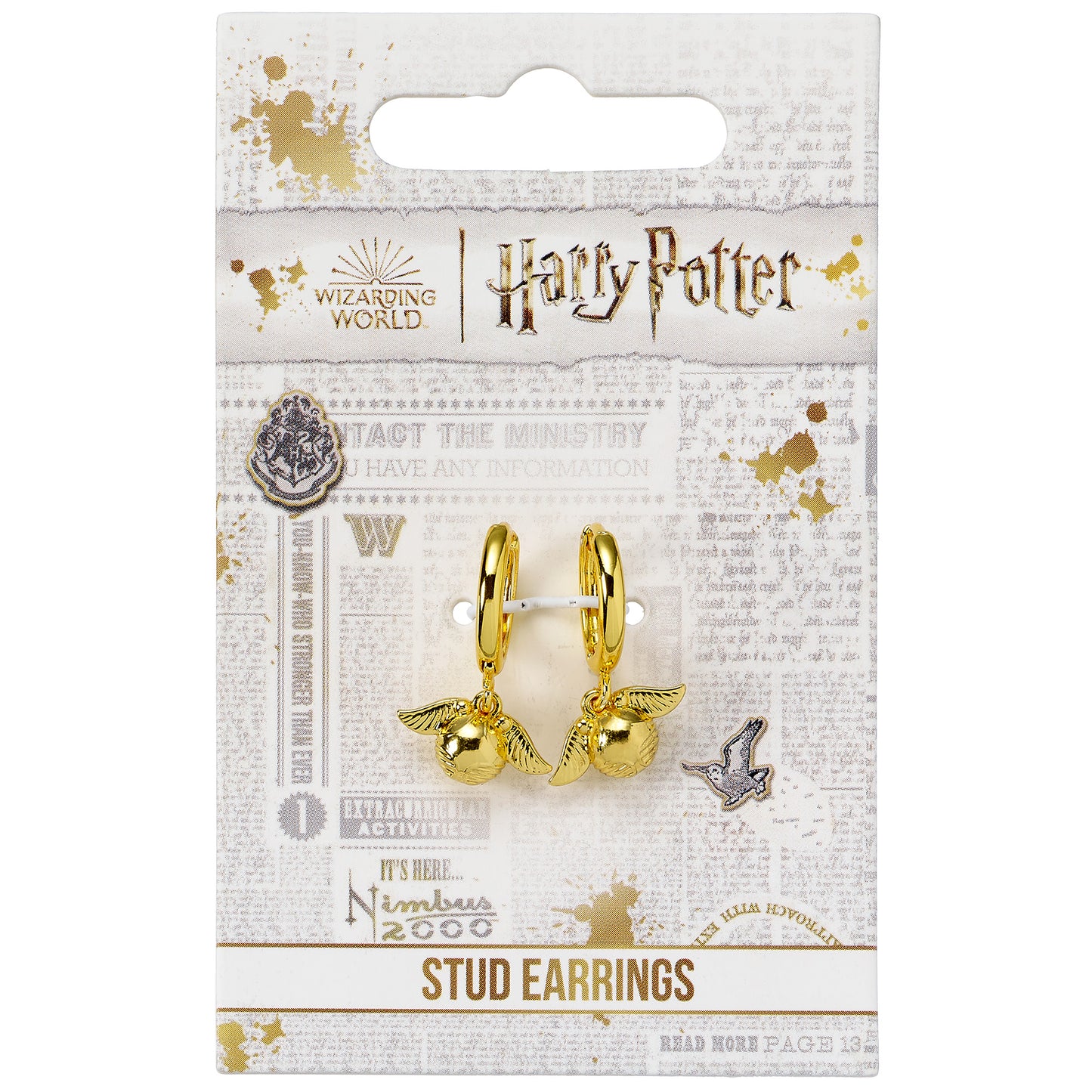 Harry Potter Golden Snitch Gold Tone Huggy Earrings - Gold