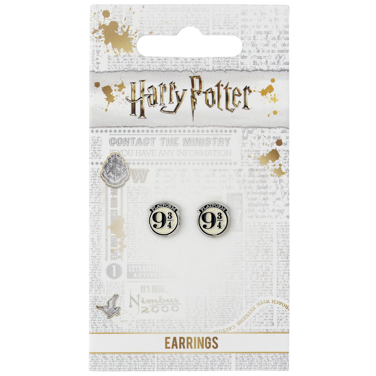 Harry Potter  Platform 9 Â¾ Stud Earrings - Silver