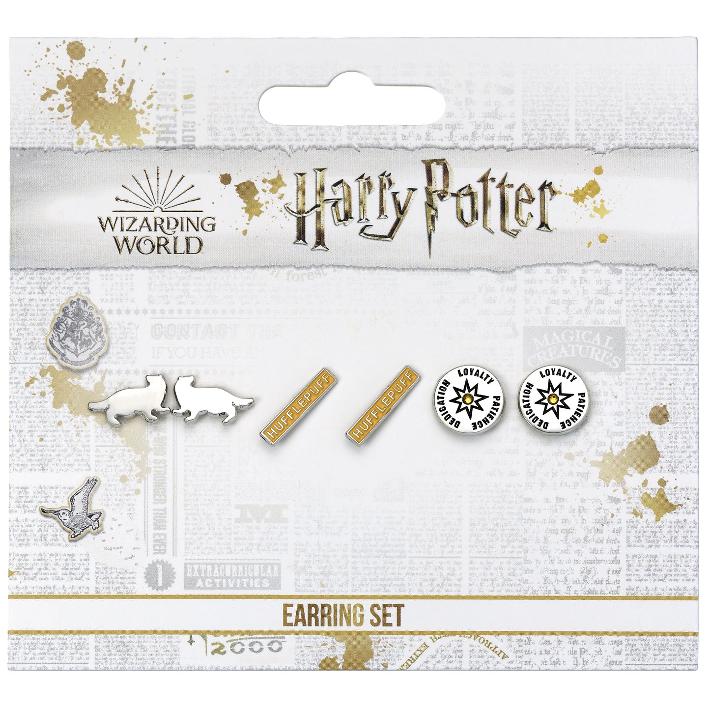 Kellica Harry Potter Hufflepuff Set of 3 Stud Earrings