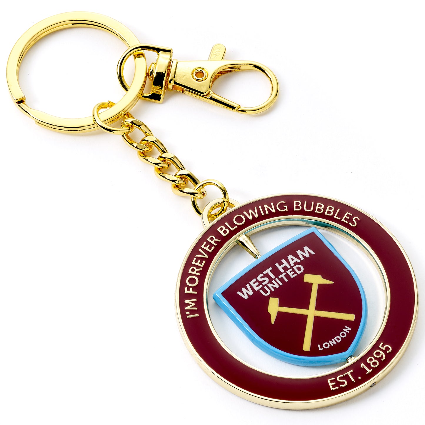 West Ham Spinning "I'm Forever Blowing Bubbles" Keyring