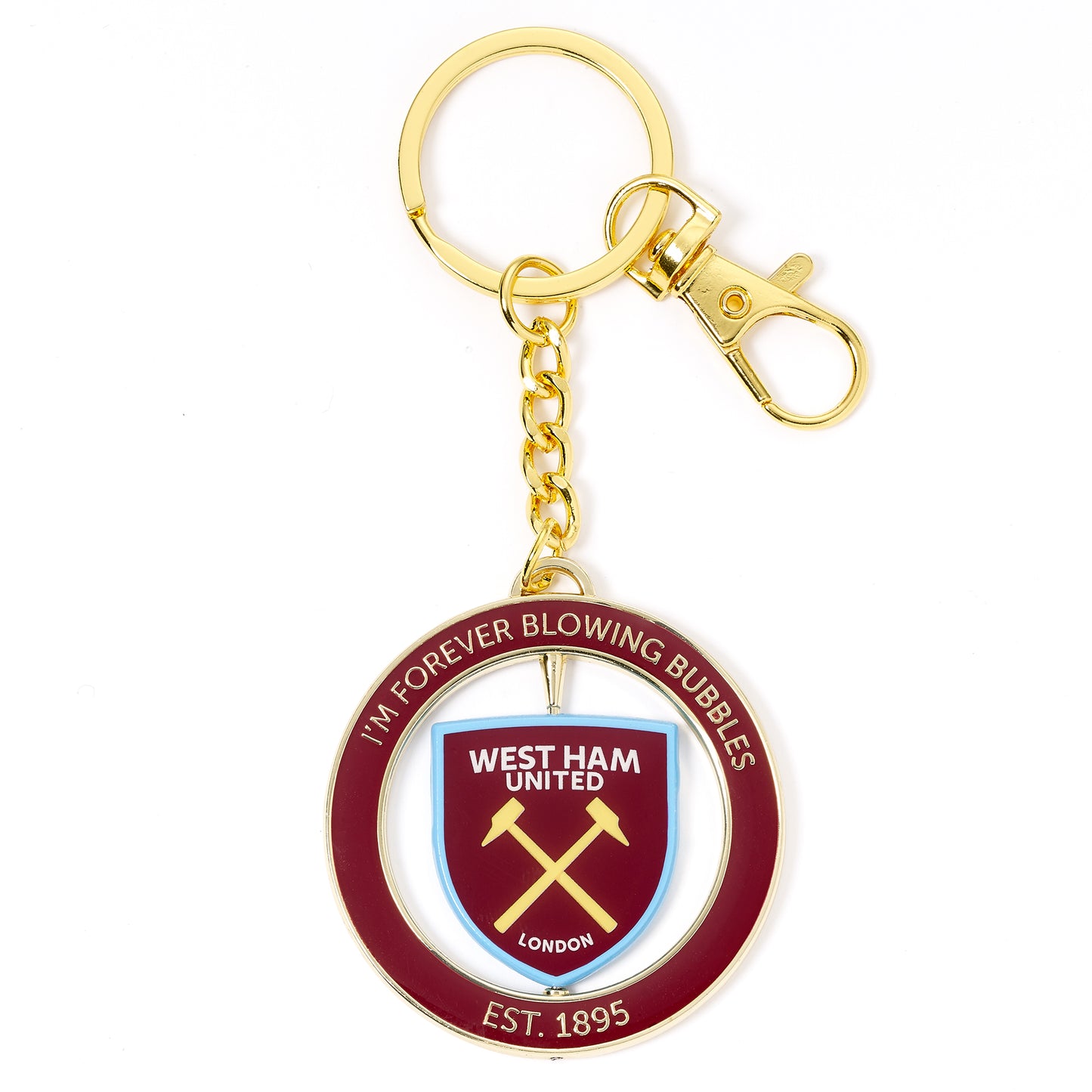 West Ham Spinning "I'm Forever Blowing Bubbles" Keyring