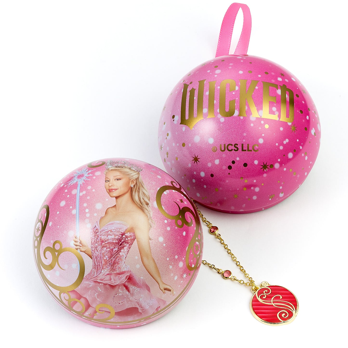 Wicked Glinda Pink Shiz University Gift Bauble with Necklace Inside