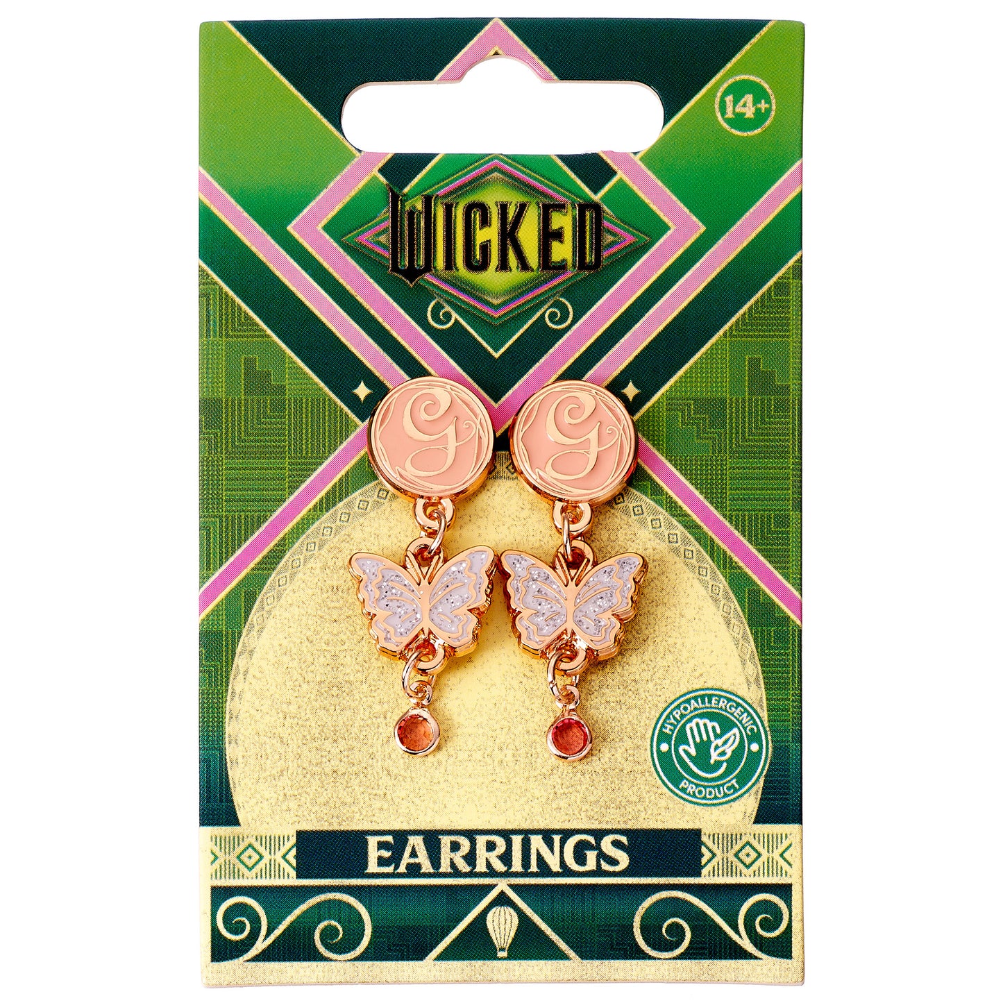 Wicked Glinda Drop Butterfly Earrings