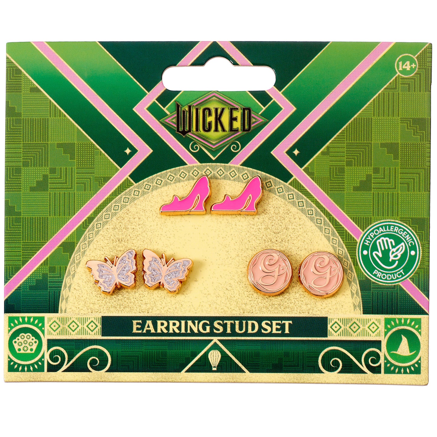 Wicked Glinda Butterfly, G and Shoe Stud Earring Set