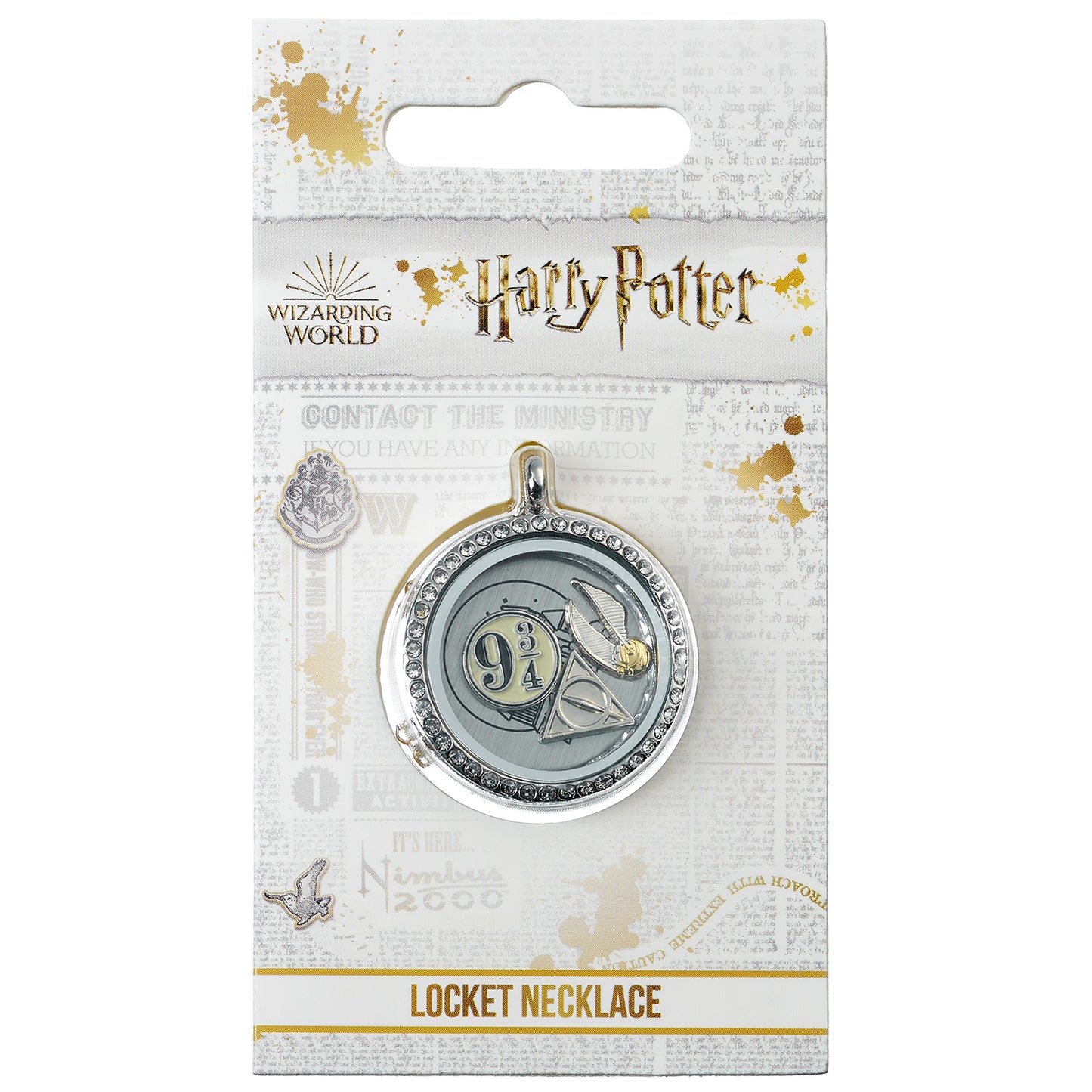 Collier médaillon à breloques flottantes Harry Potter avec 3 breloques - Argent