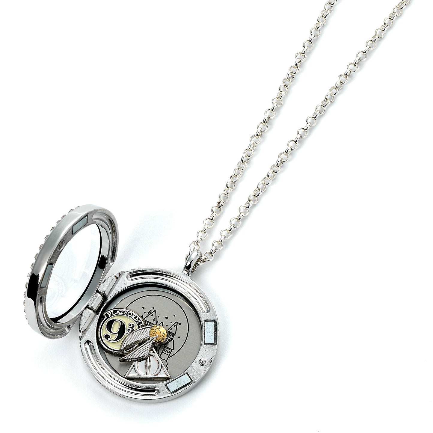 Harry Potter  Floating Charm Locket Necklace with 3 charms - Silver