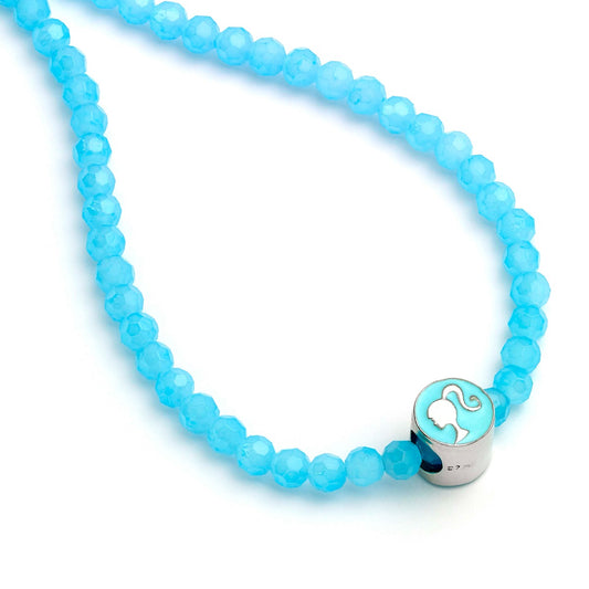 Barbie™️ Blue Bead Necklace with Barbie Silhouette Charm