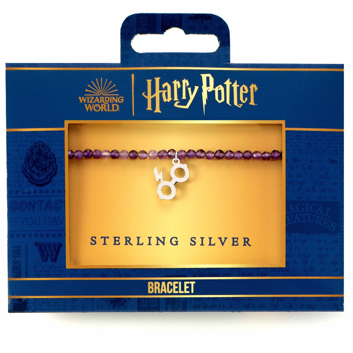 Harry Potter Crystal Bracelet & Sterling Silver Lightning Bolt & Glasses Charm