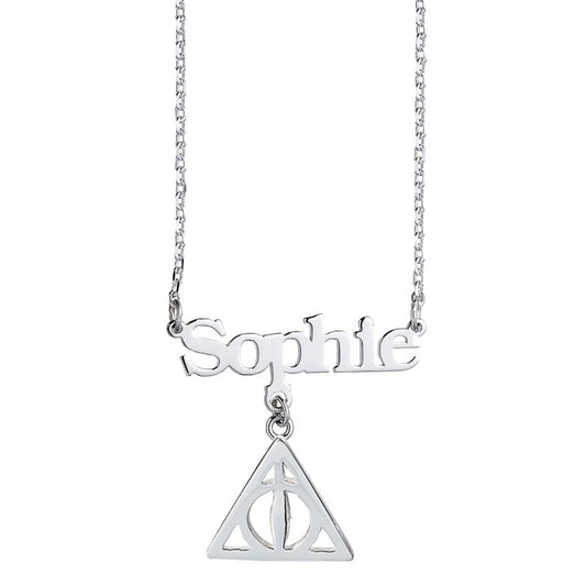 Harry Potter Personalised Necklace with Deathly Hallows Charm - Sterling Silver