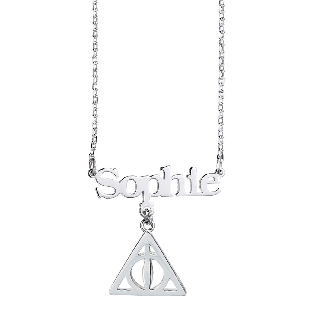 Harry Potter Personalised Necklace with Deathly Hallows Charm - Sterling Silver