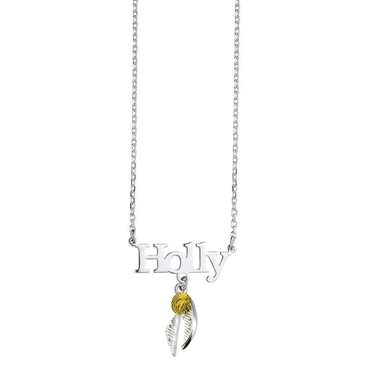 Harry Potter Personalised Necklace with Golden Snitch Charm - Sterling Silver