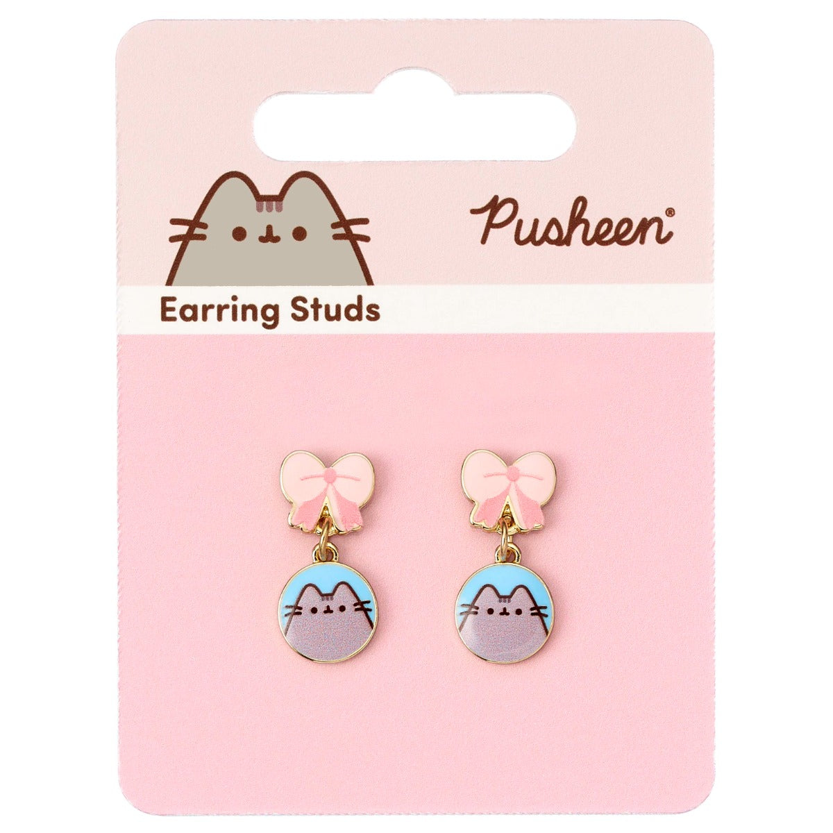 Pusheen the Cat Pink Bow Drop Earrings