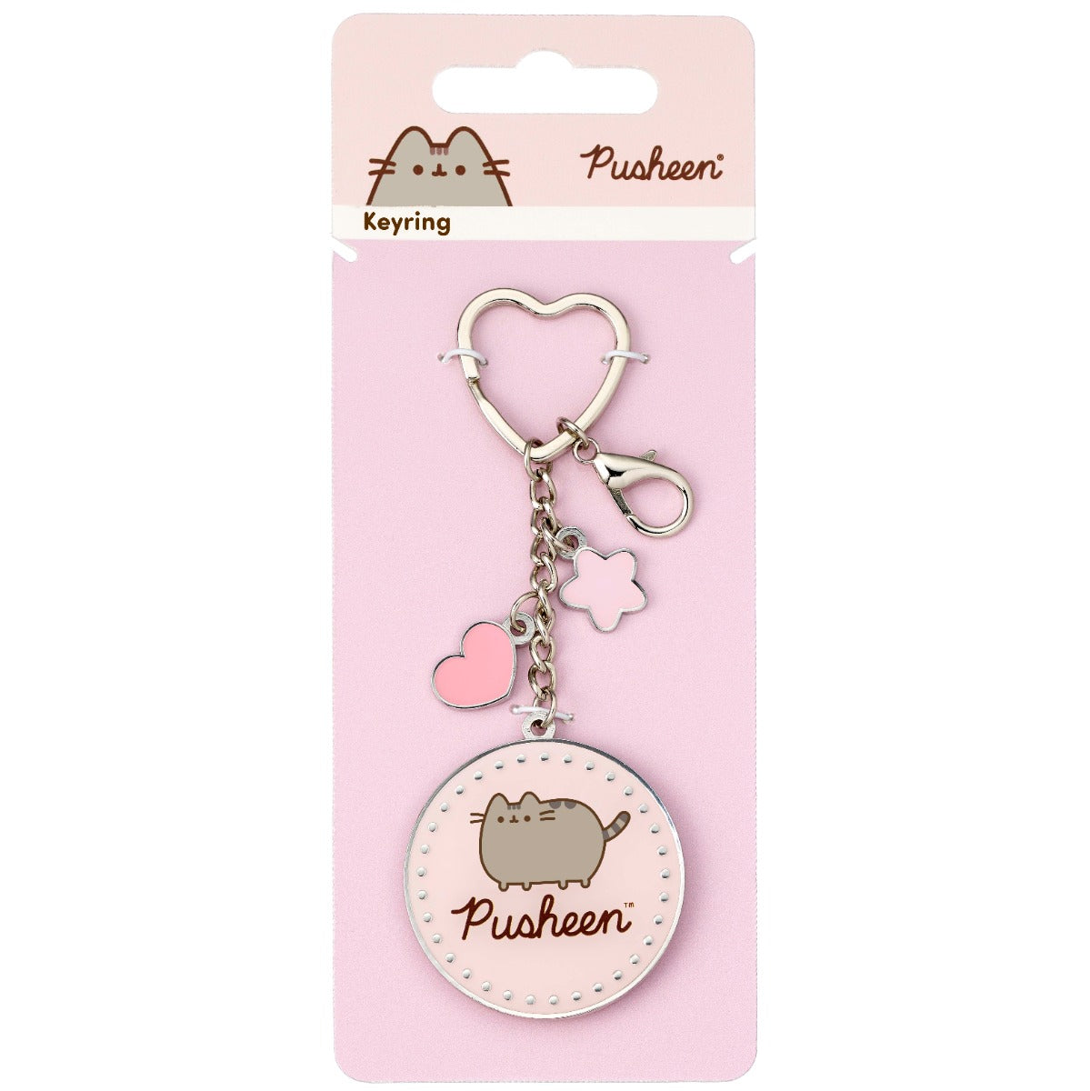 Pusheen the Cat Pink Name Keyring with Mini Charms