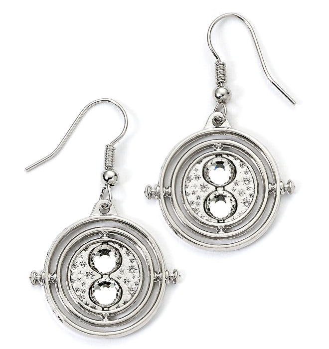 Harry Potter Silver Tone Time Turner Drop Earrings - Silver