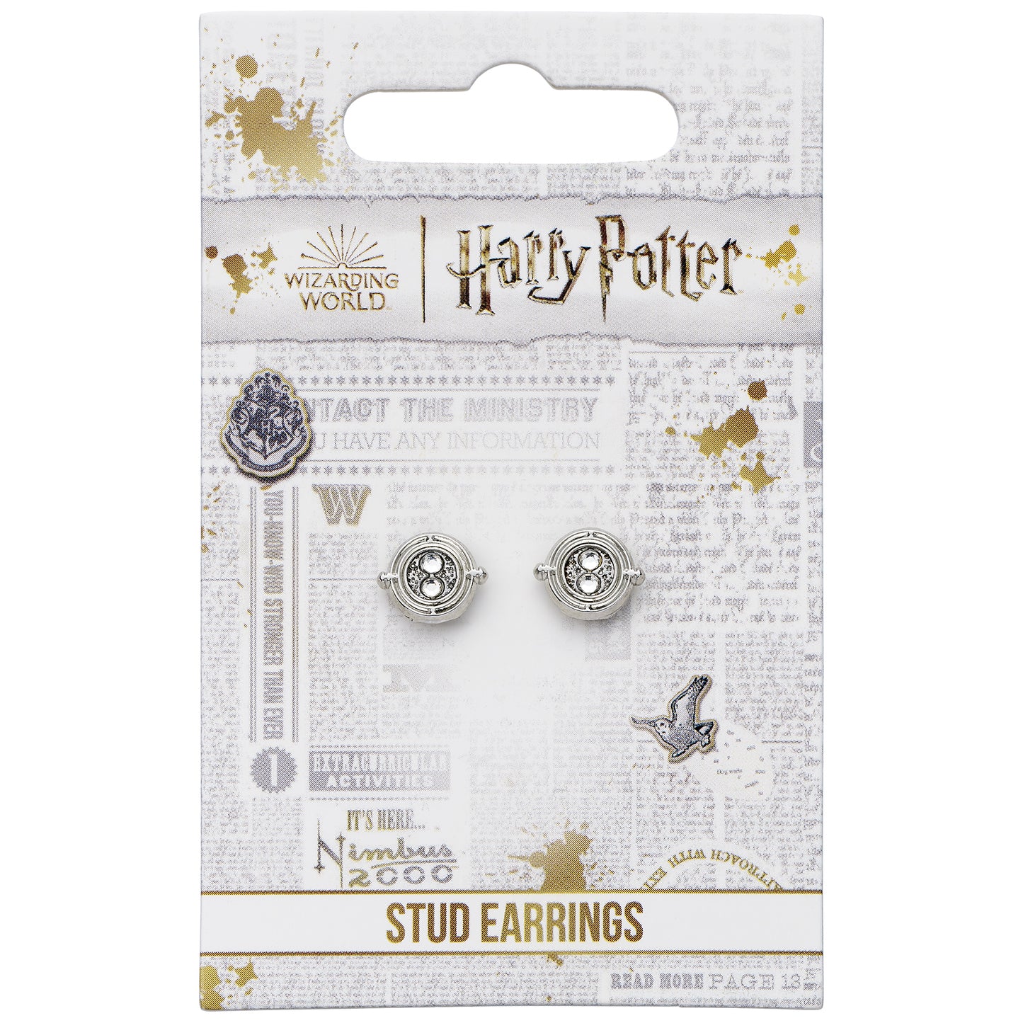 Harry Potter Time Turner Silver Plated Stud Earrings - Silver