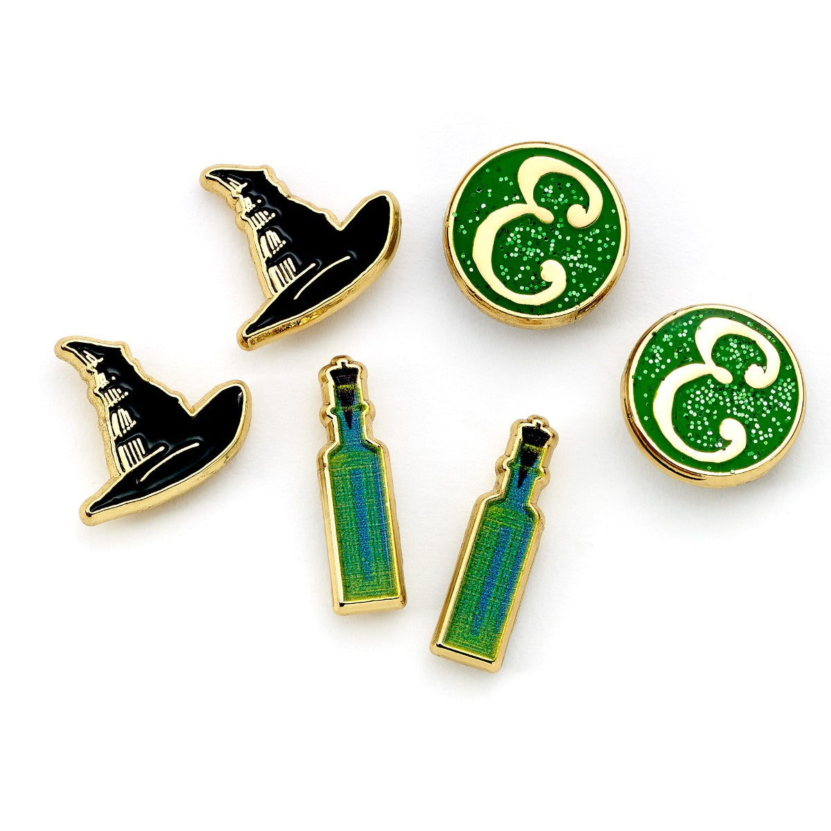 Wicked Hat, Potion and E Logo Stud Earring Set