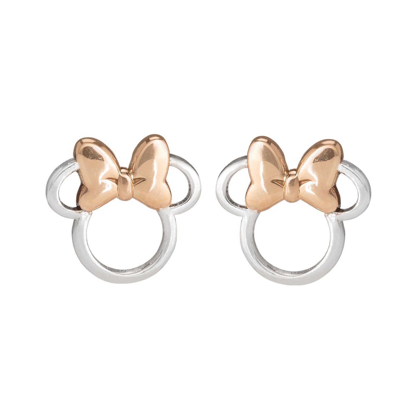 Boucles d'oreilles en argent sterling et or rose Disney Minnie Mouse