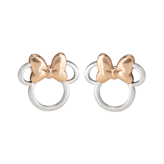 Boucles d'oreilles en argent sterling et or rose Disney Minnie Mouse