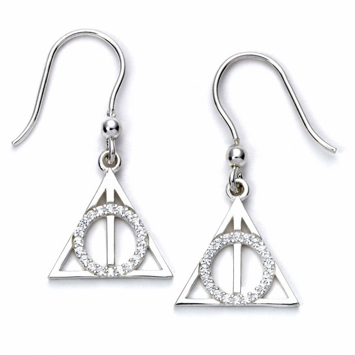 Harry Potter Deathly Hallows Earrings Embellished with Crystals - Sterling Silver