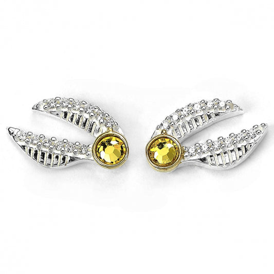 Harry Potter Golden Snitch Stud Earrings Embellished with Crystals - Sterling Silver