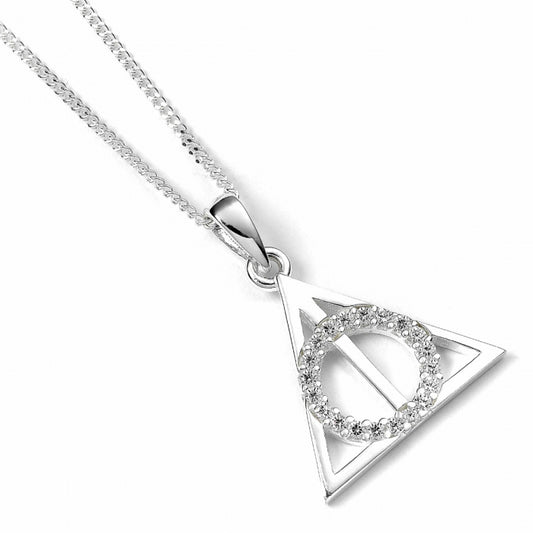 Harry Potter Deathly Hallows Necklace Embellished with Crystals - Sterling Silver