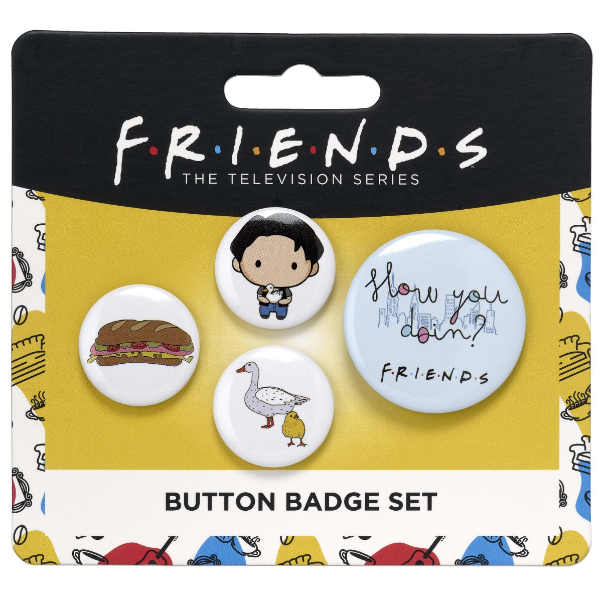 Friends the TV Series Joey Button Badge Set - Blue