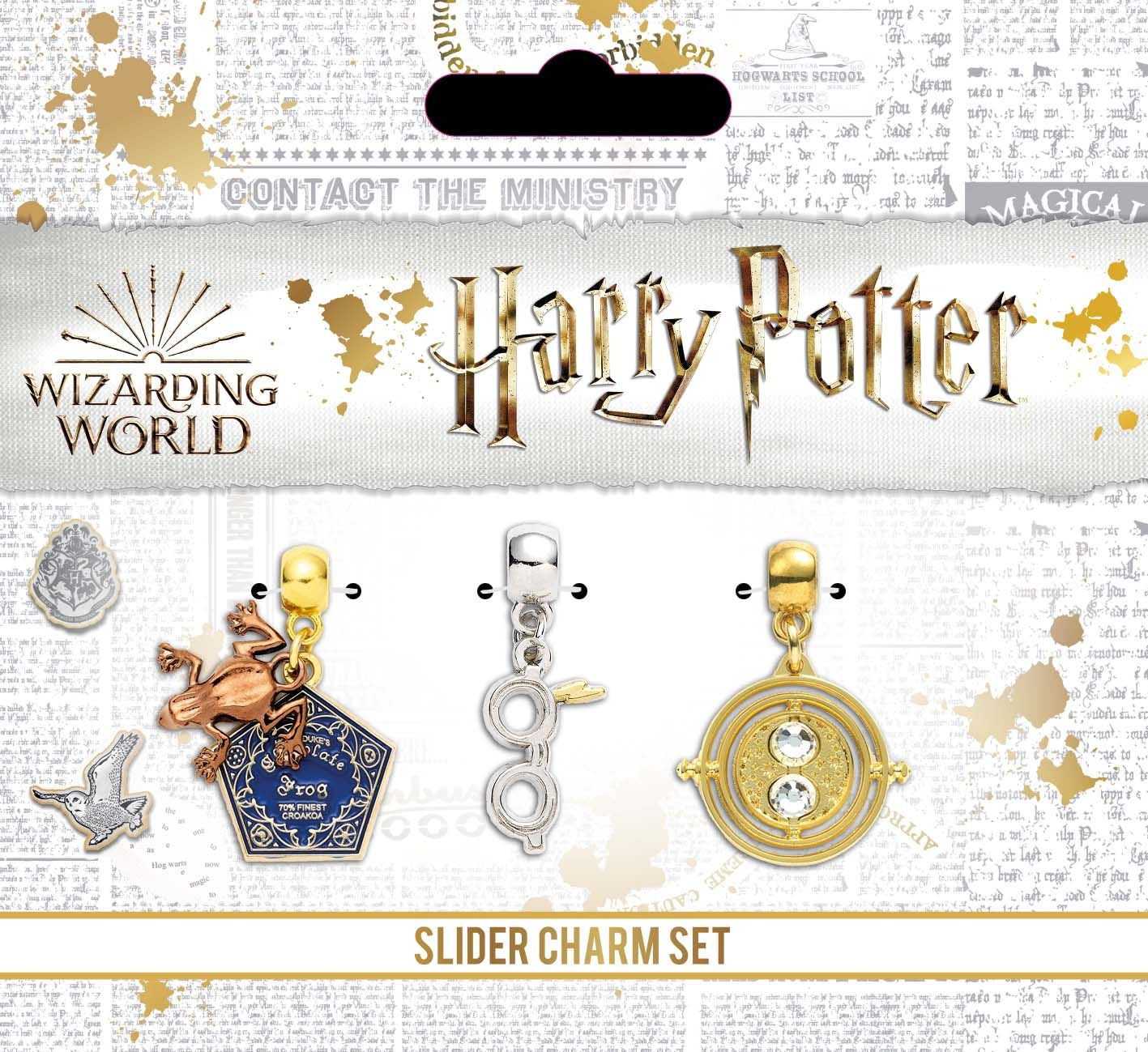 Harry Potter Charm Set - Chocogrenouille, Lunettes et Éclair, Time Turner - Argent