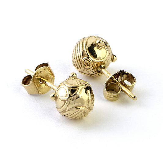 Harry Potter Golden Snitch Stud Earrings -Sterling Silver with Gold Plating