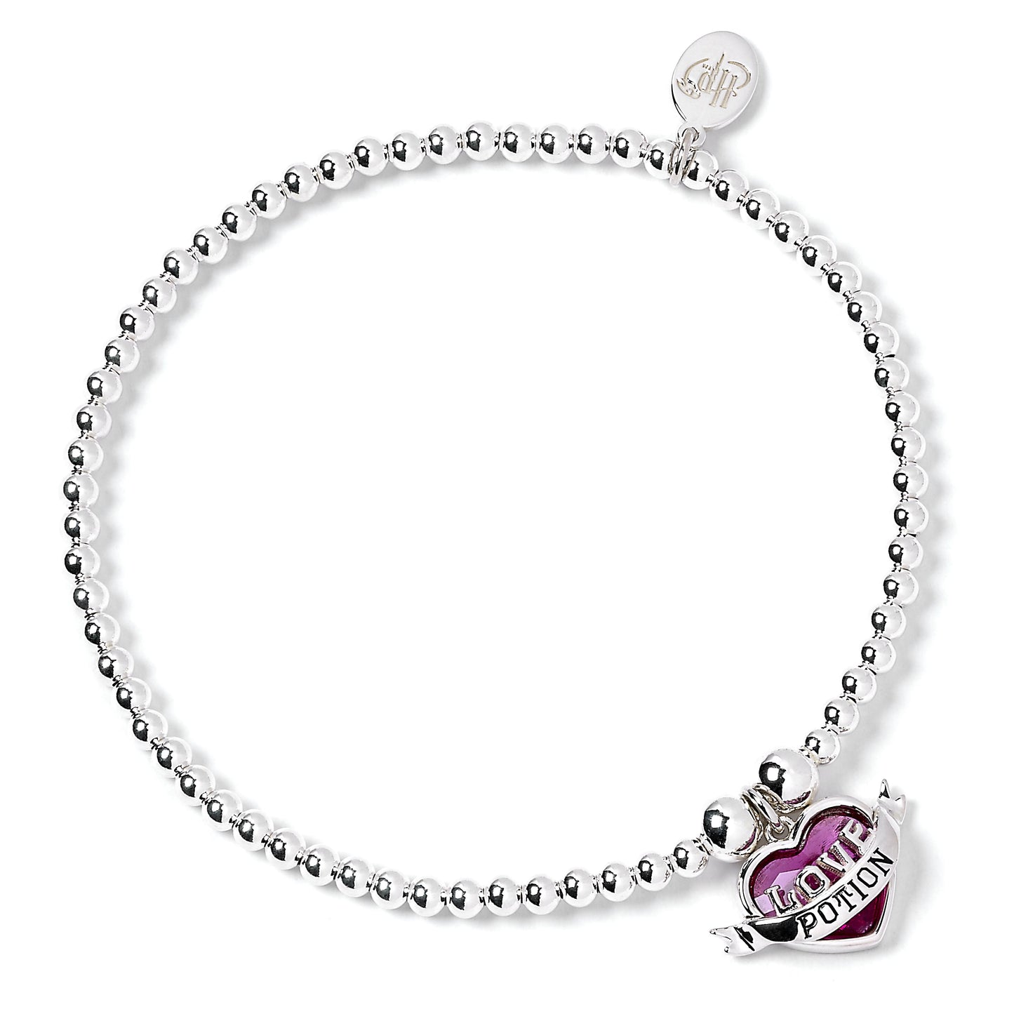 Harry Potter Ball Bead Bracelet with Love Potion Charm Embellished with Crystals - Sterling Silver