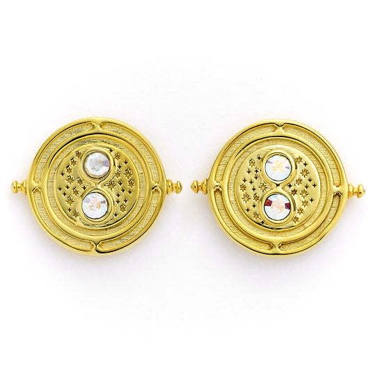 Harry Potter Time Turner Stud Earring Embellished with Crystals - Gold Plated Sterling Silver