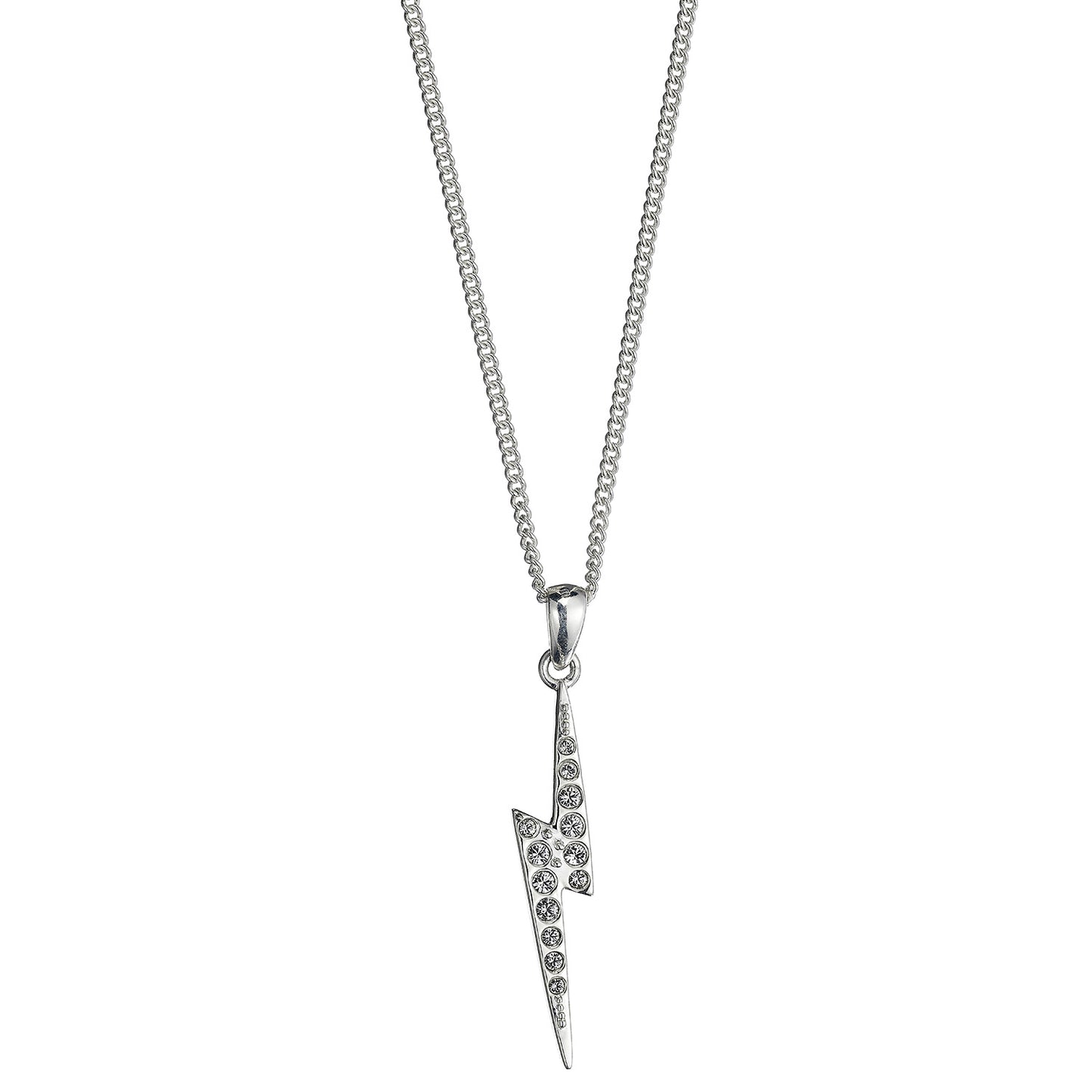 Harry Potter Lightning Bolt Scar Necklace Embellished with Crystals - Sterling Silver