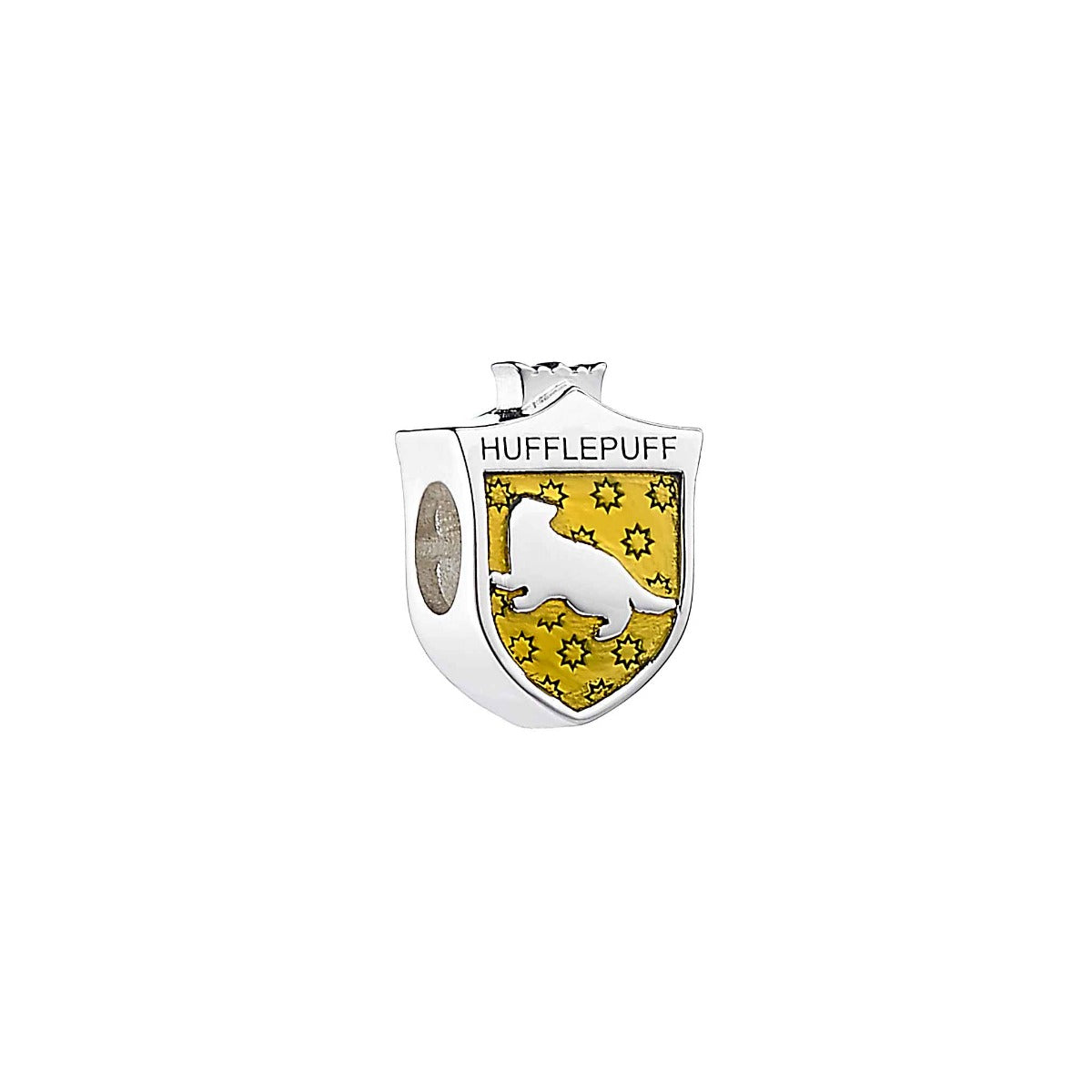 Harry Potter Sterling Silver Hufflepuff House Shield Spacer Bead - Sterling Silver