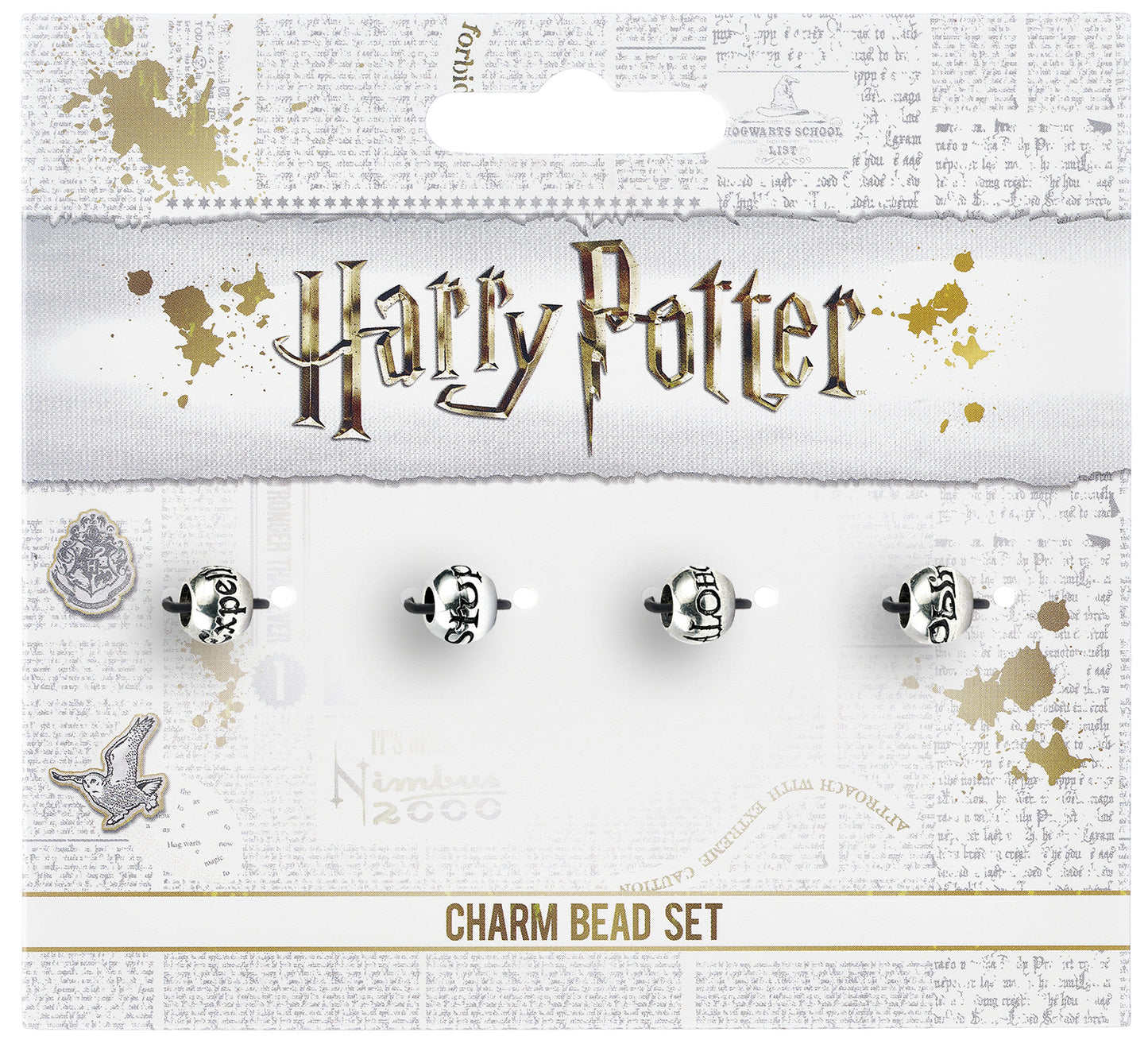 Harry Potter Charm Bead Lot de 4 Spell Beads - Argent